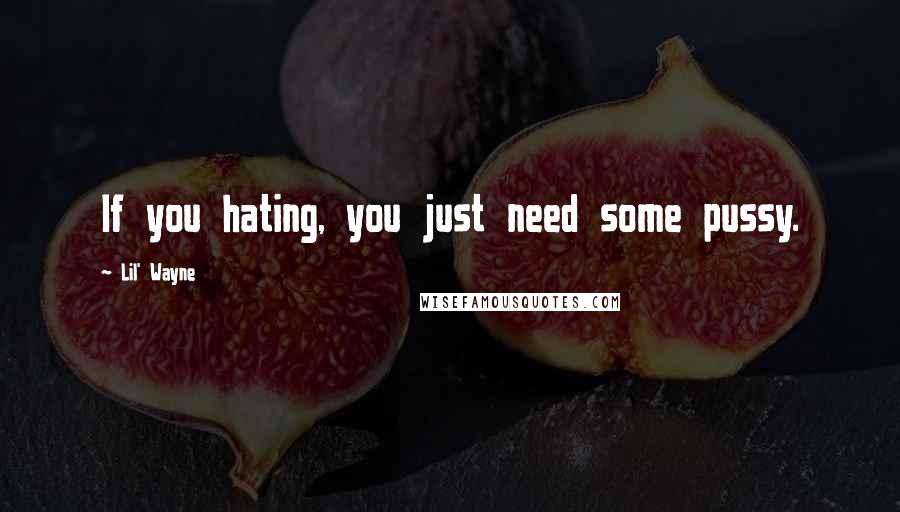 Lil' Wayne Quotes: If you hating, you just need some pussy.