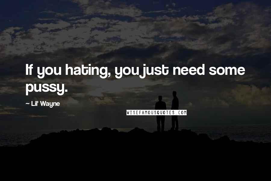 Lil' Wayne Quotes: If you hating, you just need some pussy.