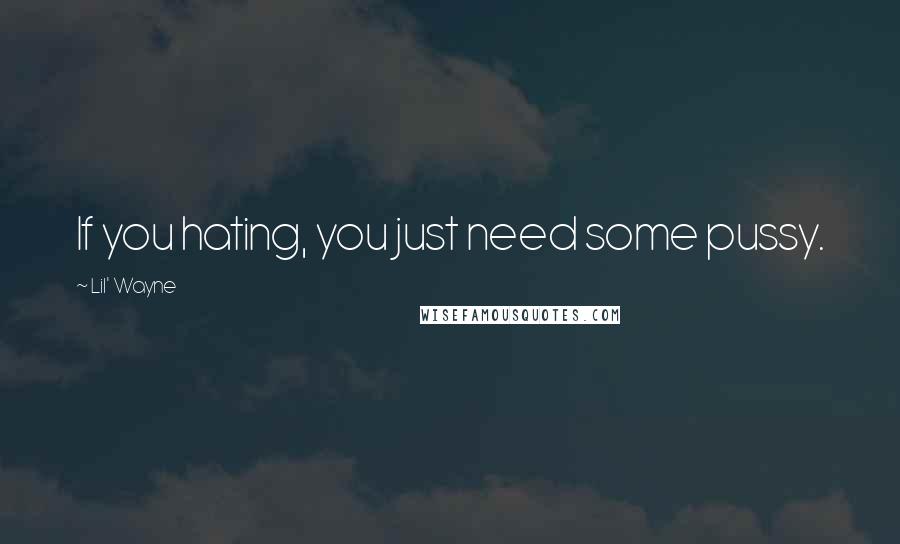 Lil' Wayne Quotes: If you hating, you just need some pussy.