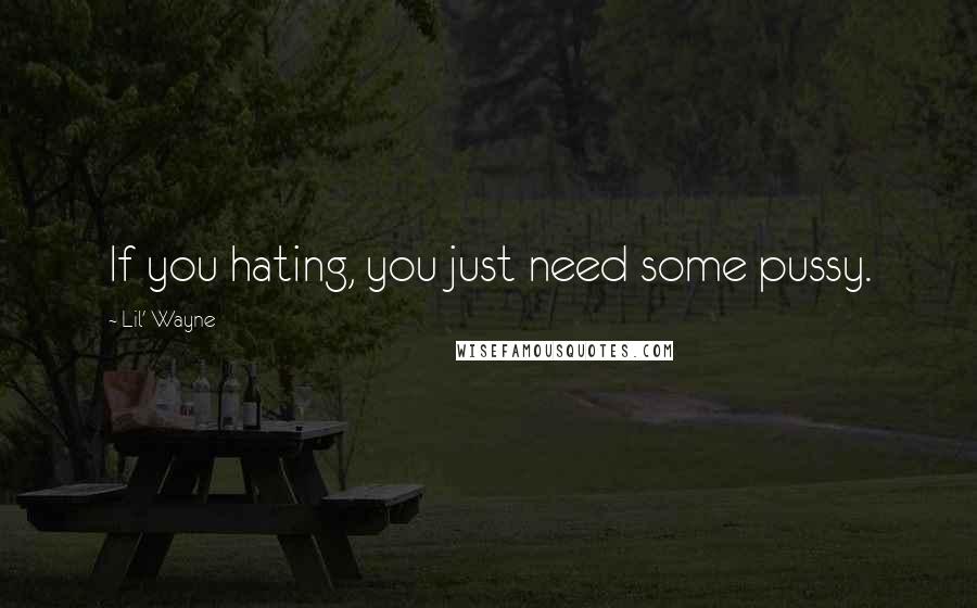 Lil' Wayne Quotes: If you hating, you just need some pussy.