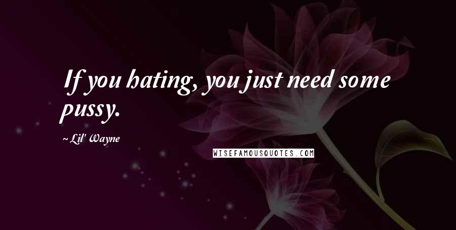 Lil' Wayne Quotes: If you hating, you just need some pussy.