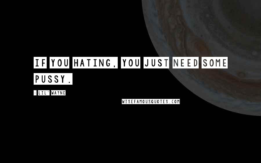 Lil' Wayne Quotes: If you hating, you just need some pussy.
