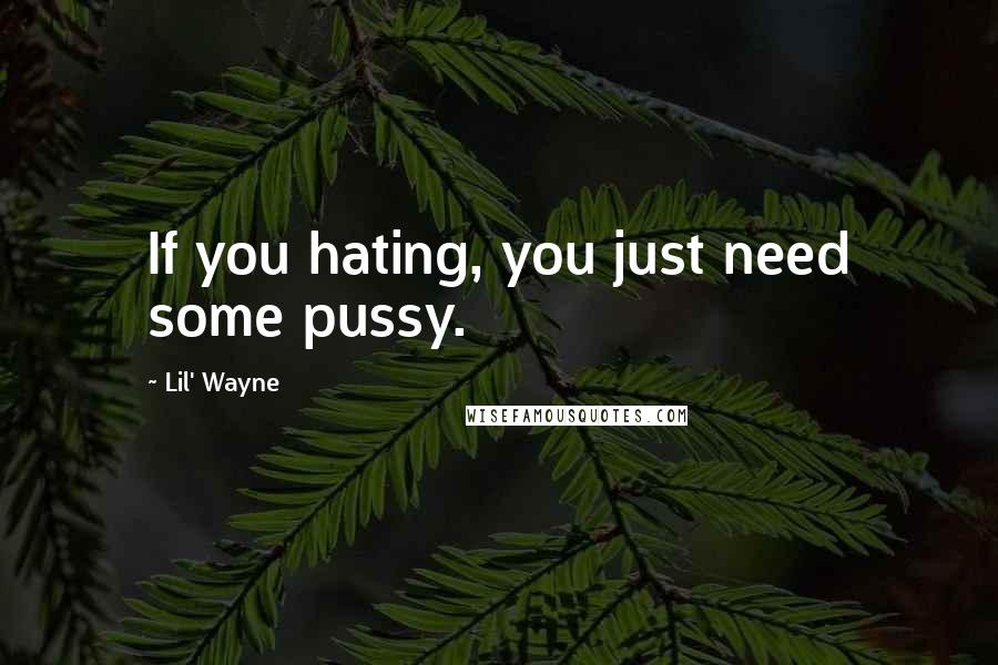 Lil' Wayne Quotes: If you hating, you just need some pussy.