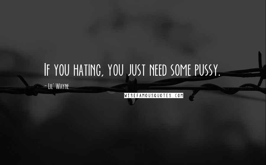 Lil' Wayne Quotes: If you hating, you just need some pussy.