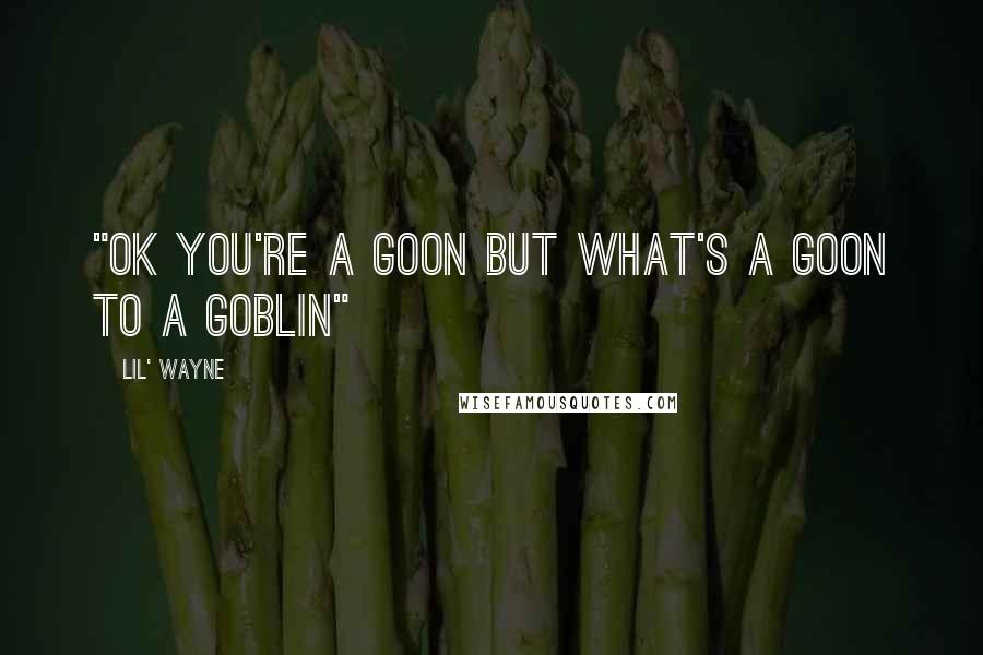 Lil' Wayne Quotes: "Ok you're a goon but what's a goon to a goblin"