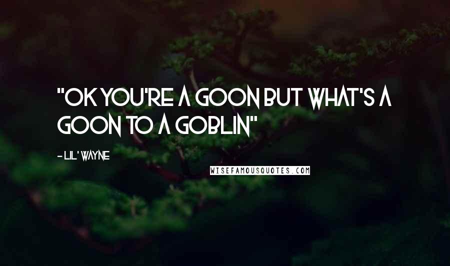 Lil' Wayne Quotes: "Ok you're a goon but what's a goon to a goblin"