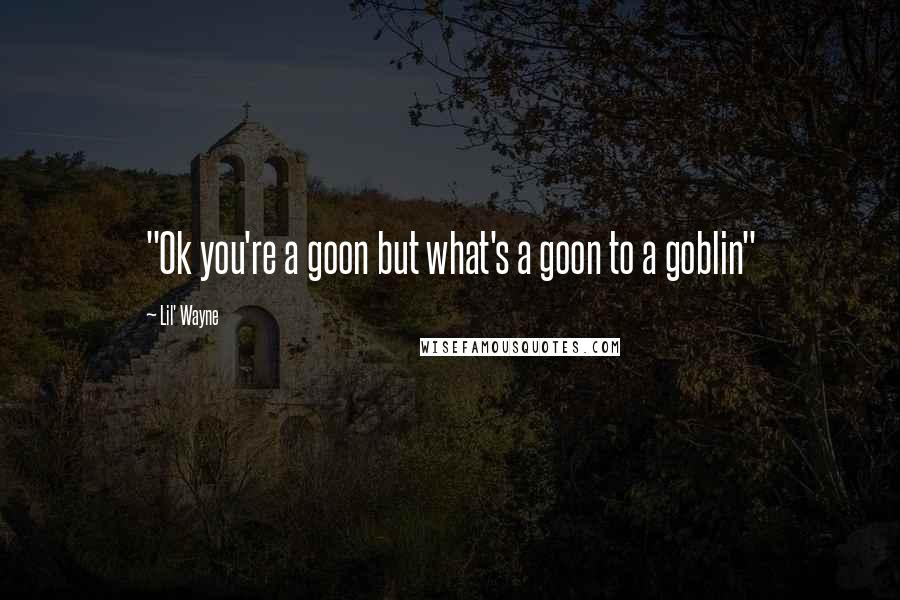 Lil' Wayne Quotes: "Ok you're a goon but what's a goon to a goblin"