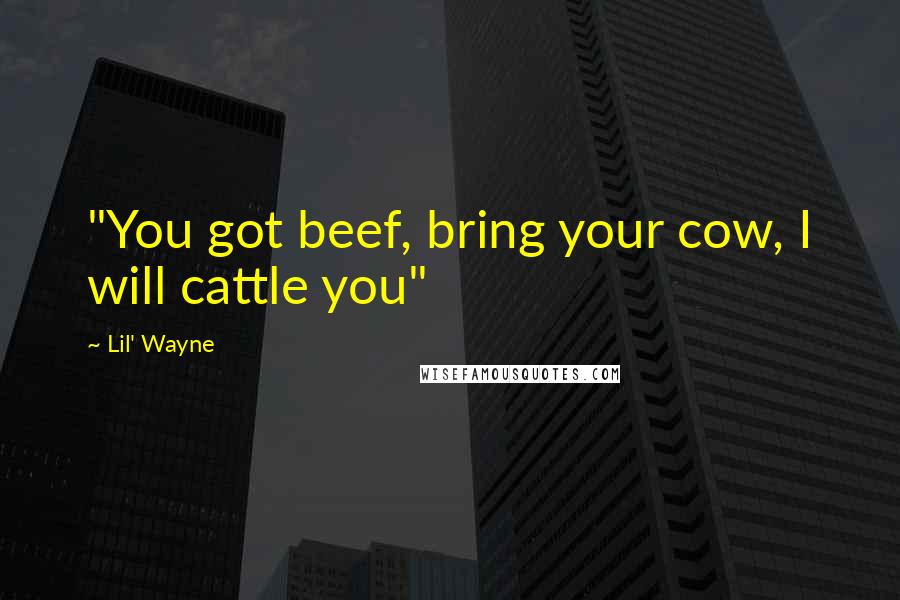 Lil' Wayne Quotes: "You got beef, bring your cow, I will cattle you"