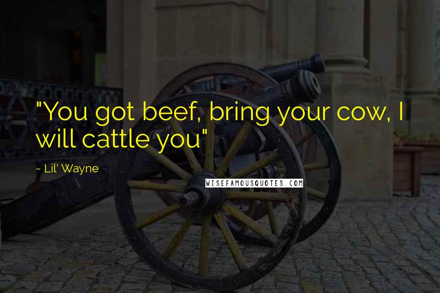 Lil' Wayne Quotes: "You got beef, bring your cow, I will cattle you"