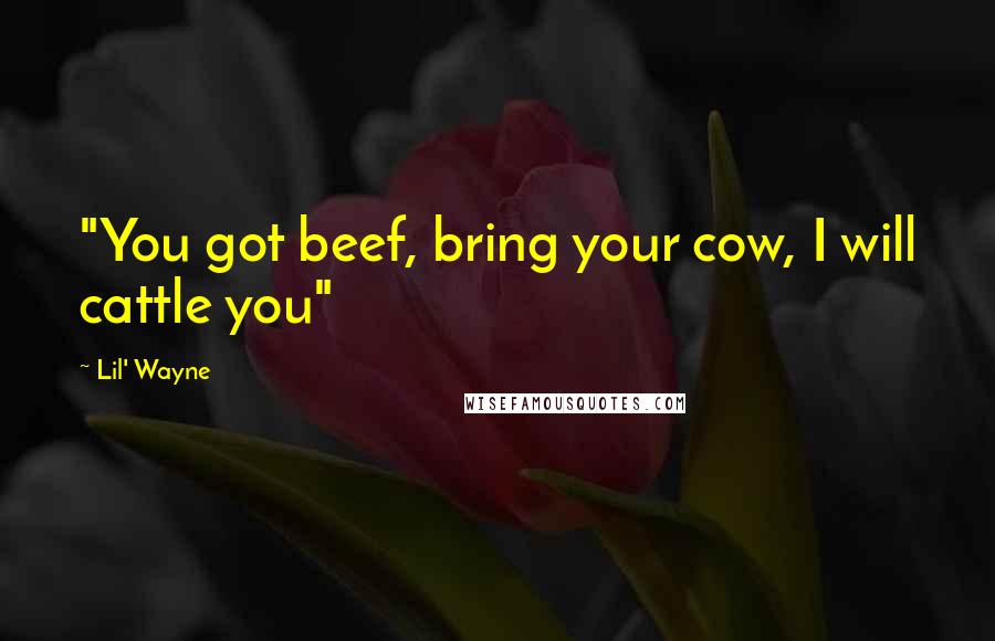 Lil' Wayne Quotes: "You got beef, bring your cow, I will cattle you"