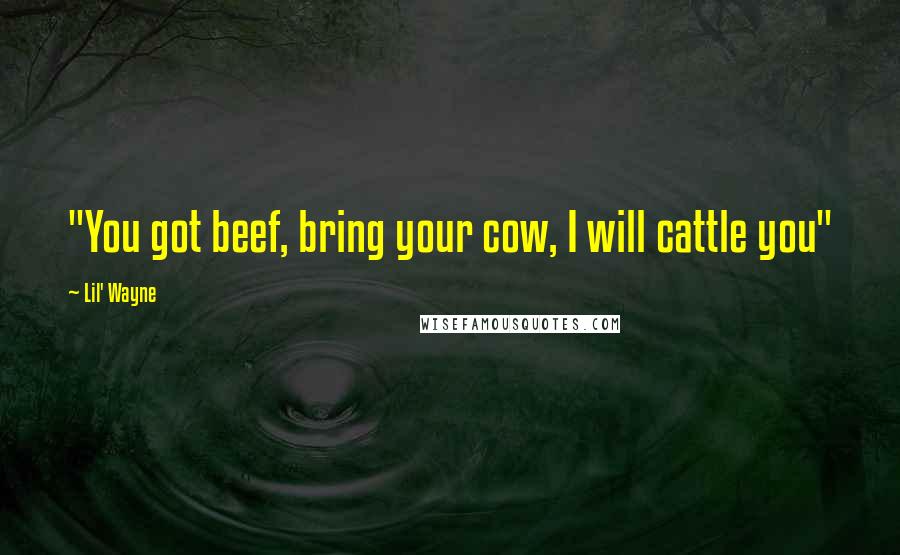 Lil' Wayne Quotes: "You got beef, bring your cow, I will cattle you"