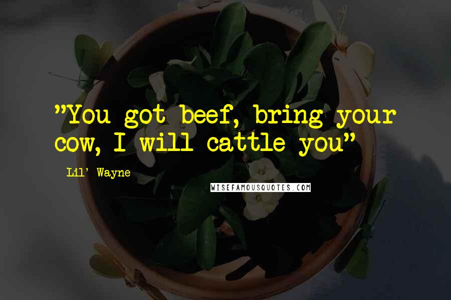 Lil' Wayne Quotes: "You got beef, bring your cow, I will cattle you"