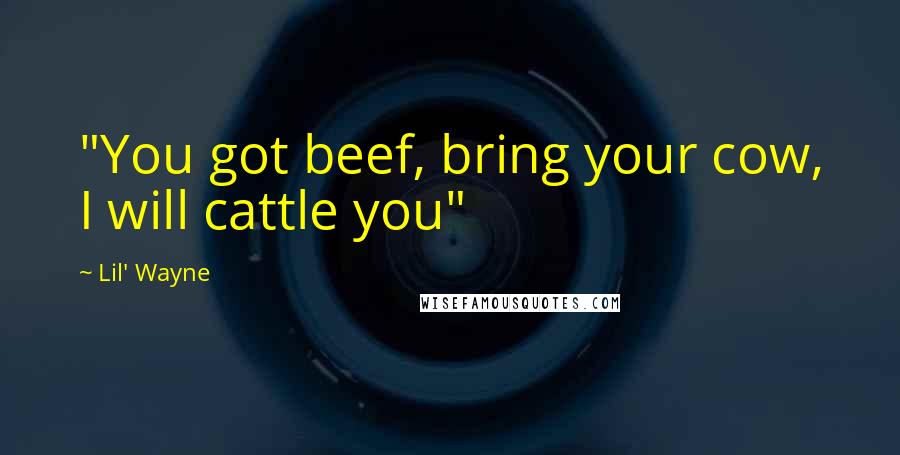 Lil' Wayne Quotes: "You got beef, bring your cow, I will cattle you"