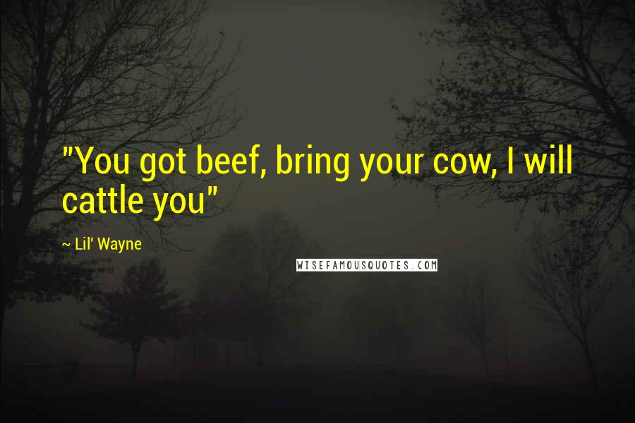 Lil' Wayne Quotes: "You got beef, bring your cow, I will cattle you"