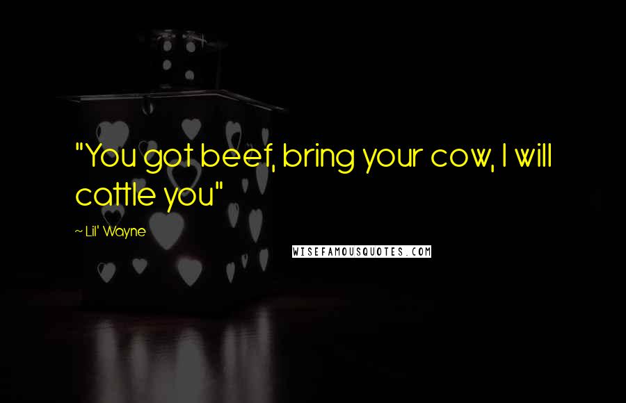 Lil' Wayne Quotes: "You got beef, bring your cow, I will cattle you"