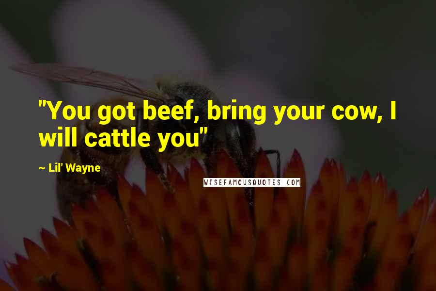 Lil' Wayne Quotes: "You got beef, bring your cow, I will cattle you"