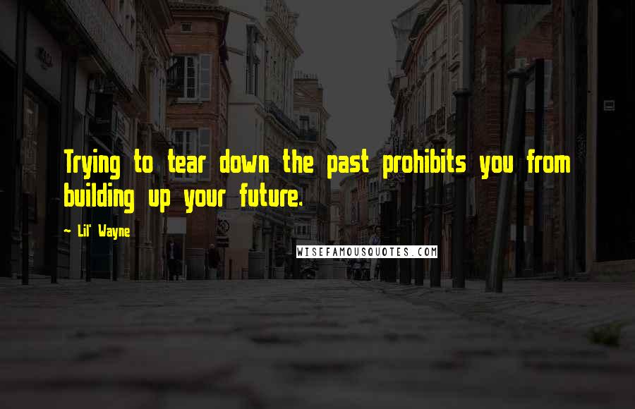 Lil' Wayne Quotes: Trying to tear down the past prohibits you from building up your future.
