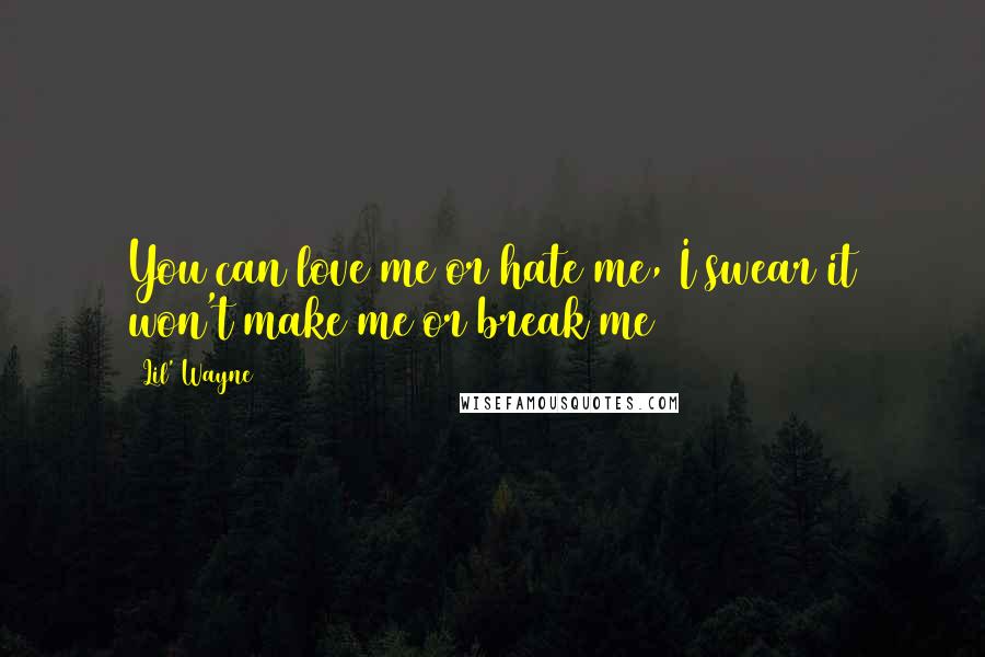 Lil' Wayne Quotes: You can love me or hate me, I swear it won't make me or break me