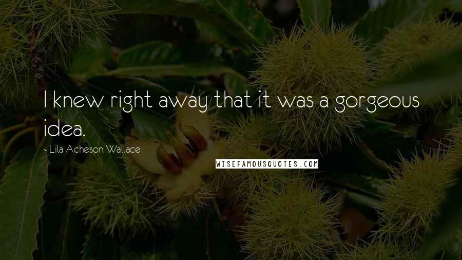 Lila Acheson Wallace Quotes: I knew right away that it was a gorgeous idea.