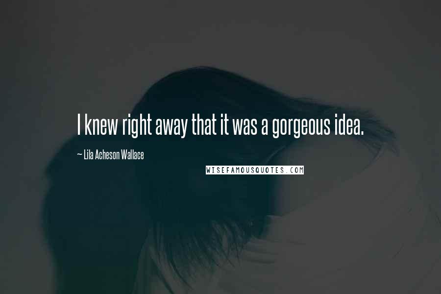 Lila Acheson Wallace Quotes: I knew right away that it was a gorgeous idea.