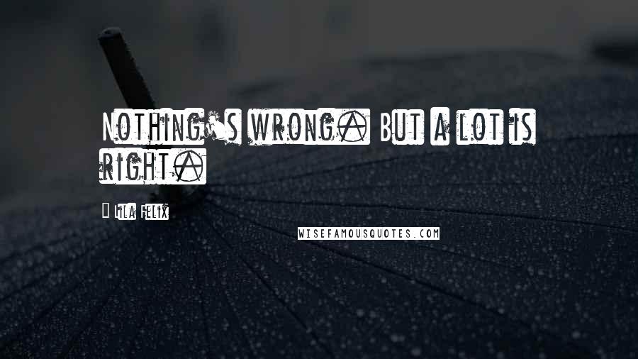 Lila Felix Quotes: Nothing's wrong. But a lot is right.