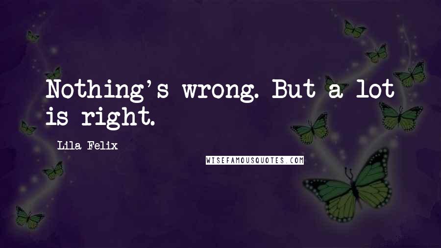 Lila Felix Quotes: Nothing's wrong. But a lot is right.