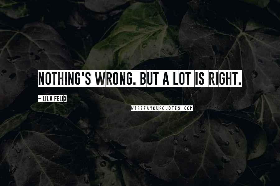 Lila Felix Quotes: Nothing's wrong. But a lot is right.