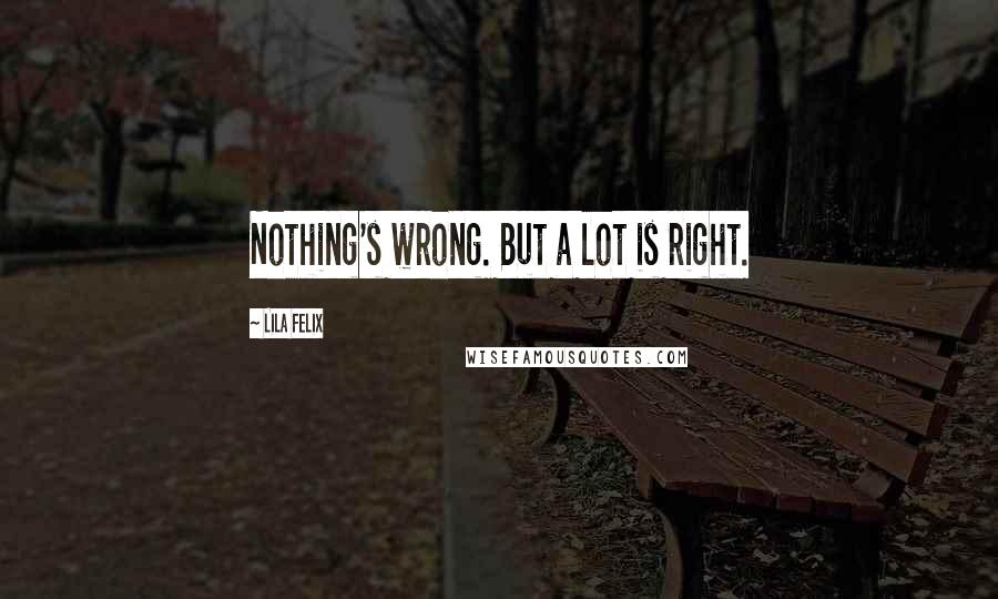 Lila Felix Quotes: Nothing's wrong. But a lot is right.