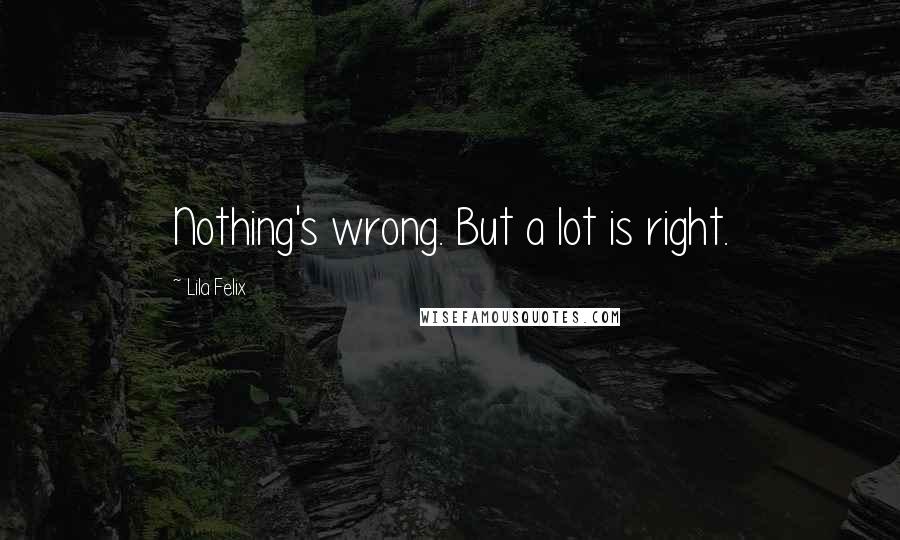 Lila Felix Quotes: Nothing's wrong. But a lot is right.