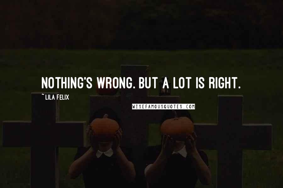 Lila Felix Quotes: Nothing's wrong. But a lot is right.