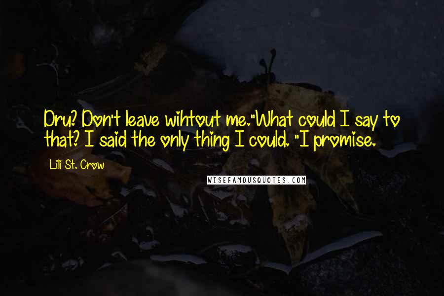 Lili St. Crow Quotes: Dru? Don't leave wihtout me."What could I say to that? I said the only thing I could. "I promise.