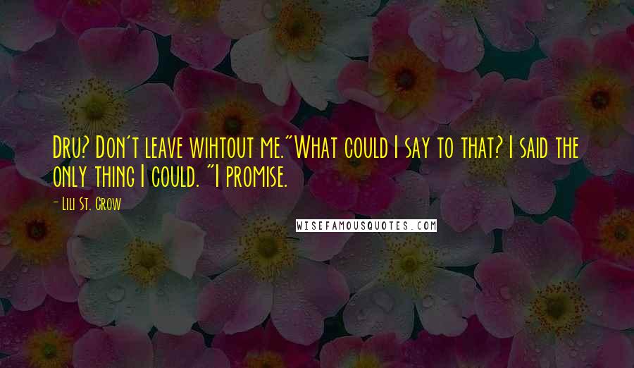 Lili St. Crow Quotes: Dru? Don't leave wihtout me."What could I say to that? I said the only thing I could. "I promise.