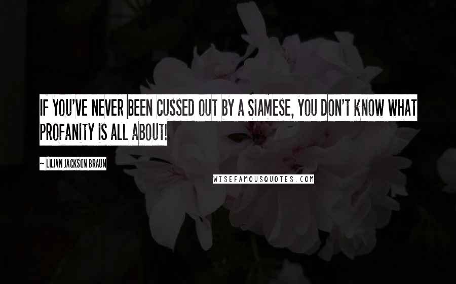 Lilian Jackson Braun Quotes: If you've never been cussed out by a Siamese, you don't know what profanity is all about!