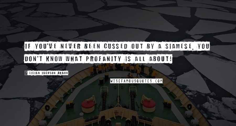 Lilian Jackson Braun Quotes: If you've never been cussed out by a Siamese, you don't know what profanity is all about!