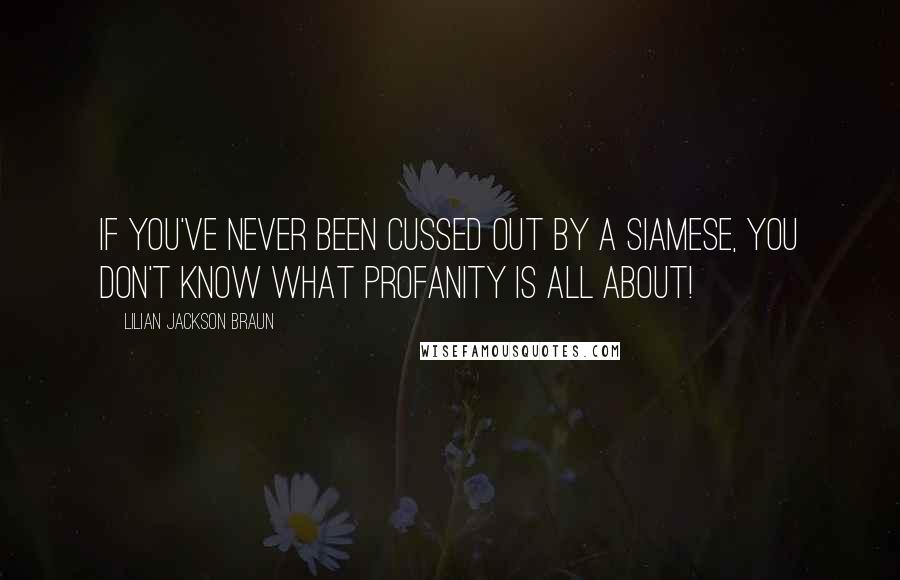 Lilian Jackson Braun Quotes: If you've never been cussed out by a Siamese, you don't know what profanity is all about!