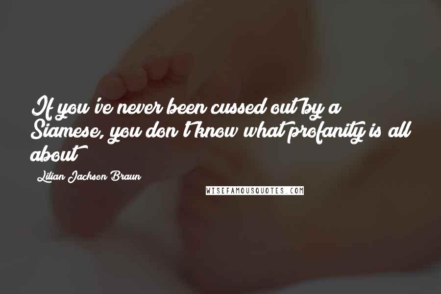 Lilian Jackson Braun Quotes: If you've never been cussed out by a Siamese, you don't know what profanity is all about!