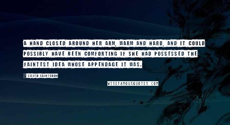 Lilith Saintcrow Quotes: A hand closed around her arm, warm and hard, and it could possibly have been comforting if she had possessed the faintest idea whose appendage it was.