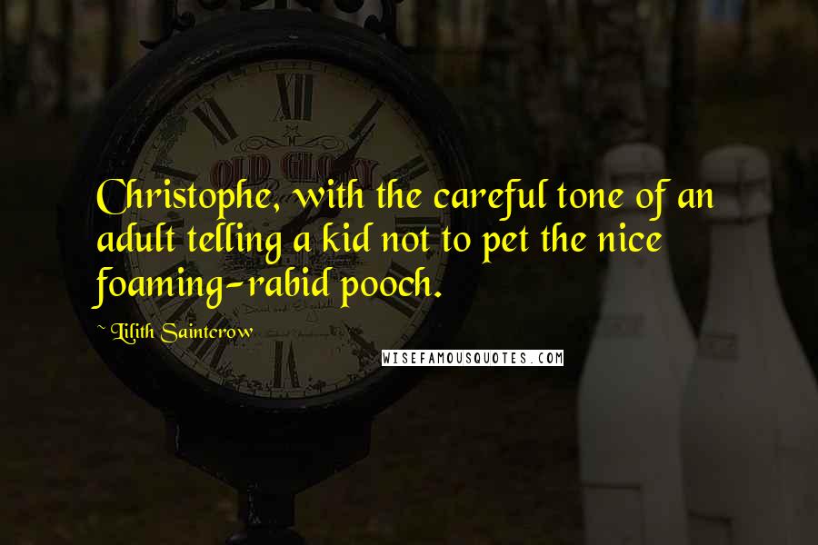 Lilith Saintcrow Quotes: Christophe, with the careful tone of an adult telling a kid not to pet the nice foaming-rabid pooch.