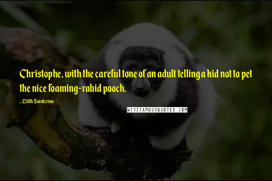 Lilith Saintcrow Quotes: Christophe, with the careful tone of an adult telling a kid not to pet the nice foaming-rabid pooch.