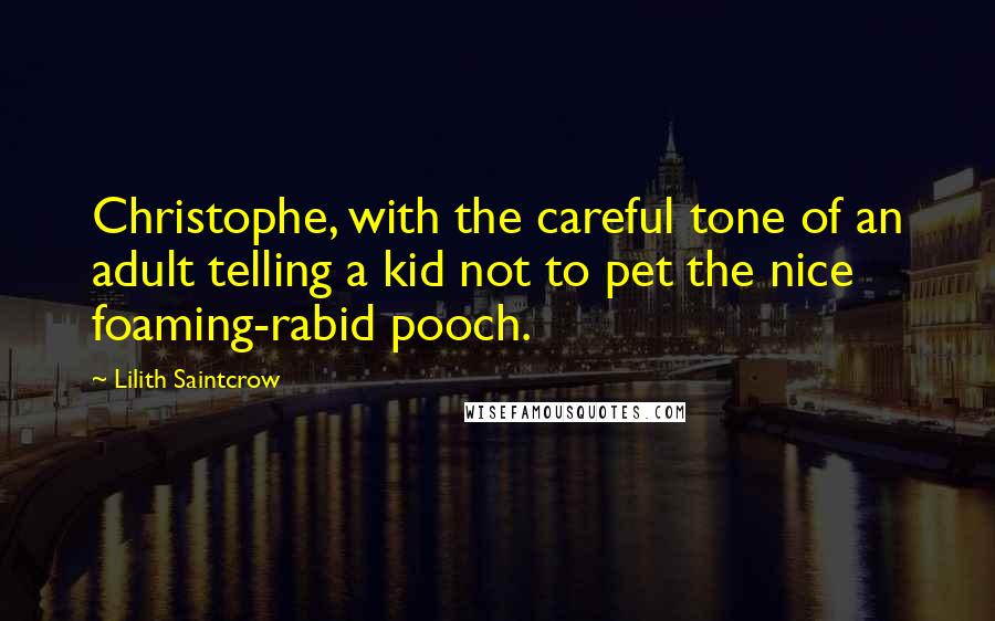 Lilith Saintcrow Quotes: Christophe, with the careful tone of an adult telling a kid not to pet the nice foaming-rabid pooch.