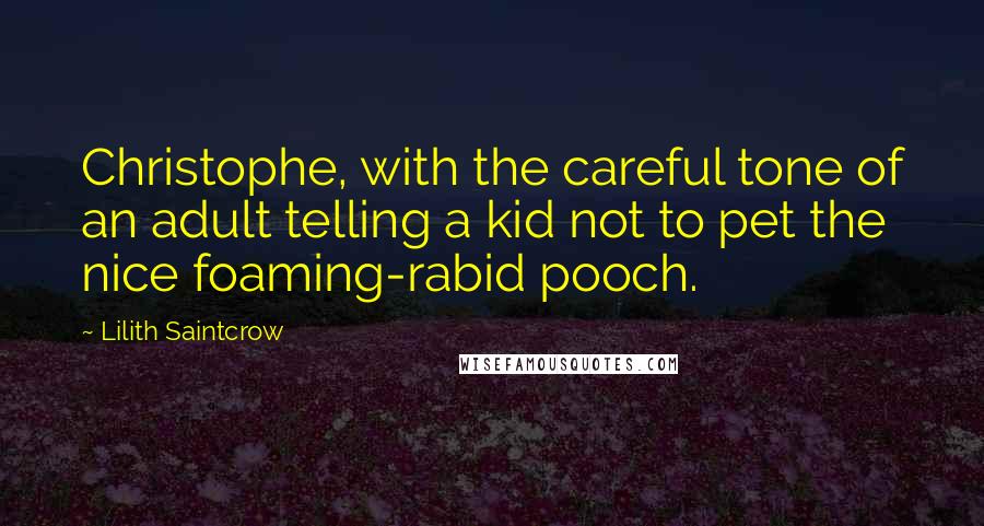 Lilith Saintcrow Quotes: Christophe, with the careful tone of an adult telling a kid not to pet the nice foaming-rabid pooch.