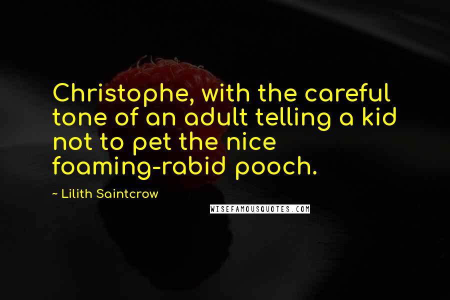 Lilith Saintcrow Quotes: Christophe, with the careful tone of an adult telling a kid not to pet the nice foaming-rabid pooch.