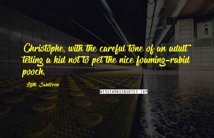 Lilith Saintcrow Quotes: Christophe, with the careful tone of an adult telling a kid not to pet the nice foaming-rabid pooch.