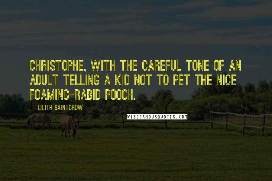 Lilith Saintcrow Quotes: Christophe, with the careful tone of an adult telling a kid not to pet the nice foaming-rabid pooch.