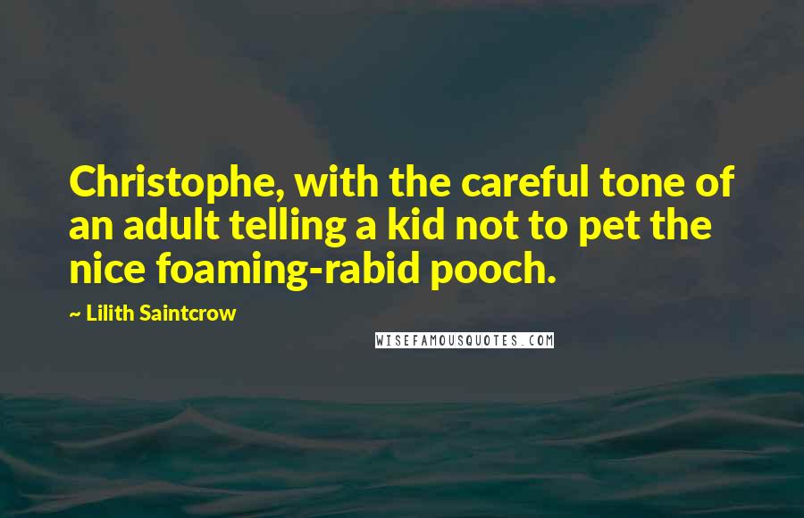 Lilith Saintcrow Quotes: Christophe, with the careful tone of an adult telling a kid not to pet the nice foaming-rabid pooch.