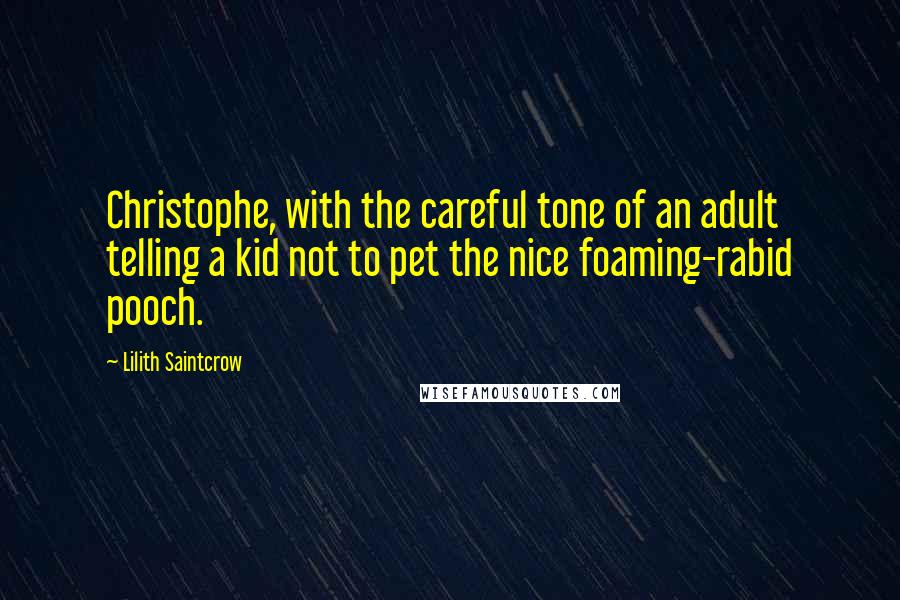 Lilith Saintcrow Quotes: Christophe, with the careful tone of an adult telling a kid not to pet the nice foaming-rabid pooch.