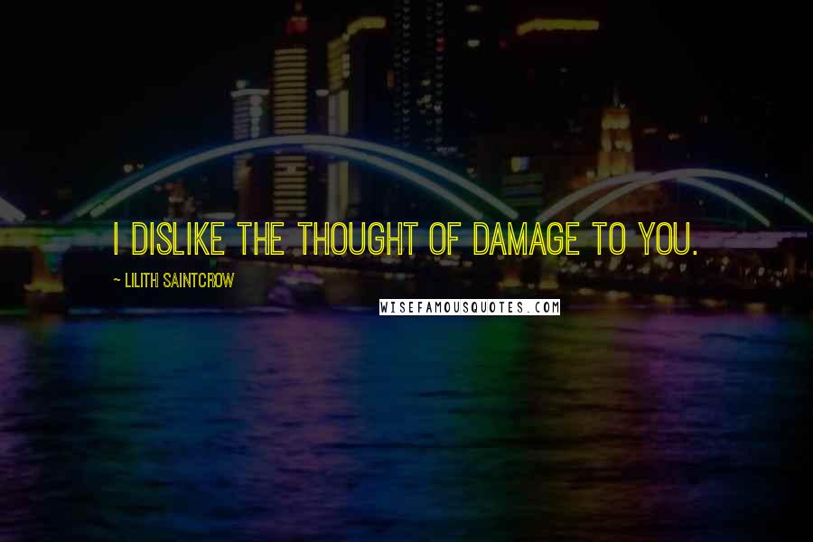 Lilith Saintcrow Quotes: I dislike the thought of damage to you.