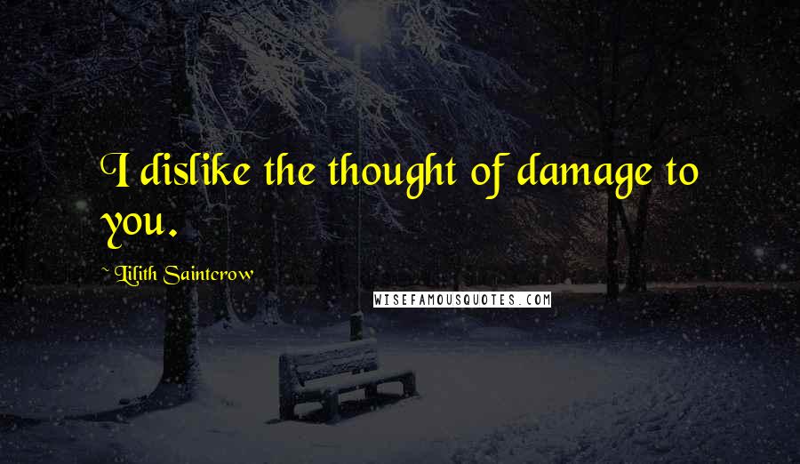Lilith Saintcrow Quotes: I dislike the thought of damage to you.