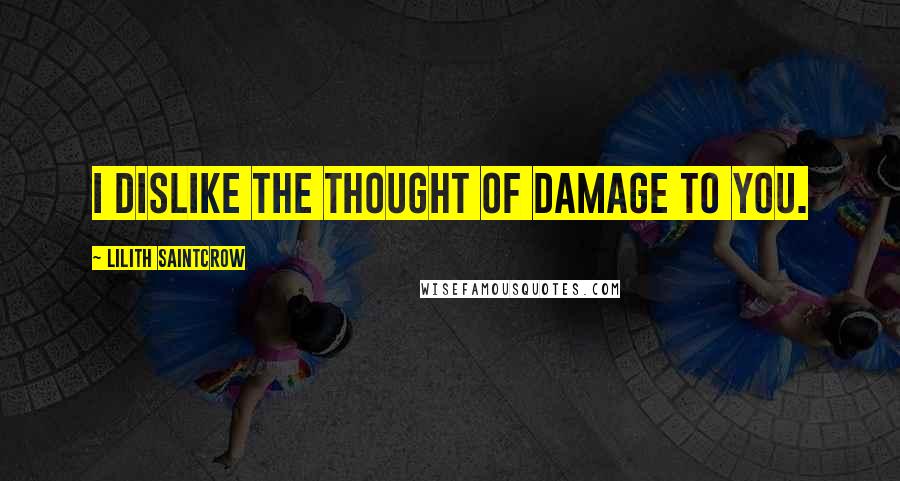 Lilith Saintcrow Quotes: I dislike the thought of damage to you.