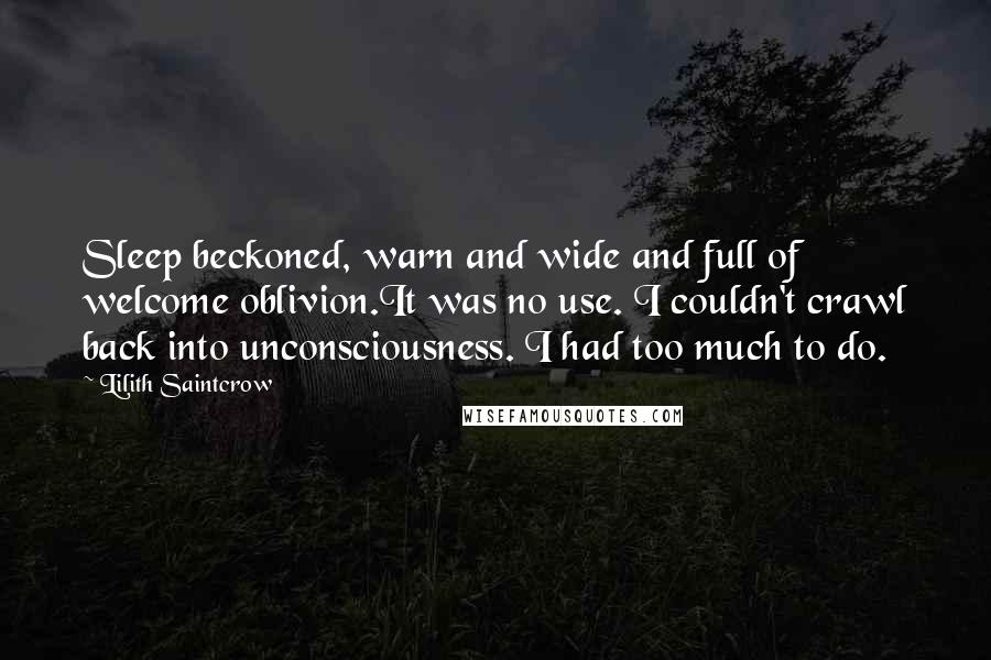 Lilith Saintcrow Quotes: Sleep beckoned, warn and wide and full of welcome oblivion.It was no use. I couldn't crawl back into unconsciousness. I had too much to do.